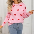 thumbnail image 7 of Lenpel Sweaters for Women Trendy Crew Neck Long Sleeve Heart Printed Knitted Pullover Tops Casual Graphic Sweaters(Pink,X-Large), 7 of 7