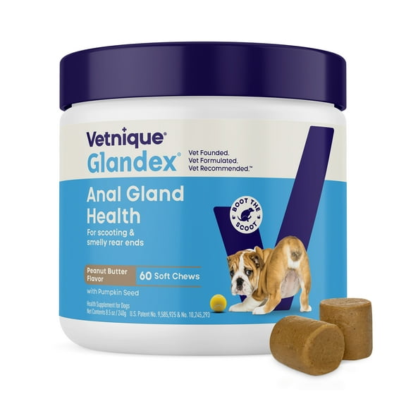 Vetinque Labs Glandex Anal Gland Soft Chews, for All Dogs, Peanut Butter Flavored, 60 Count