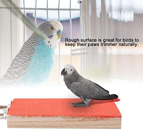 Yellow Bird Perch Stand Natural Wood Rough Platform Toy Playground Paw Grinding Clean Frosted Board for Pet Parrot Hamster Squirrel