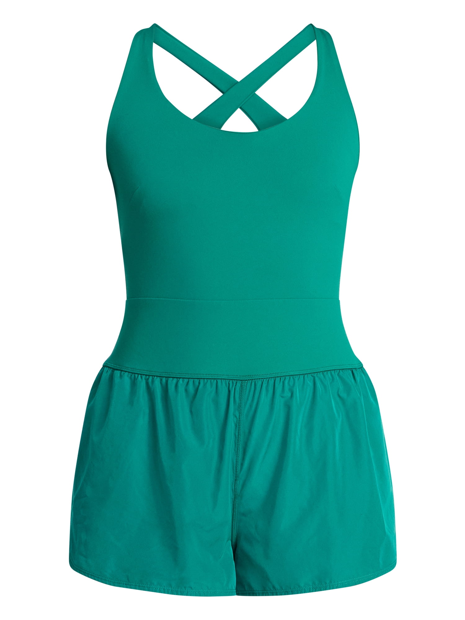 Avia Women's Cross Back Active Buttersoft Romper, Sizes XS-4X