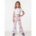 thumbnail image 2 of Girls Wide Leg Flared Pants, Digital Print Casual Trousers, Cute Bell Bottom Bottoms for Kids Ages 4-13 (Spring Summer), 2 of 6