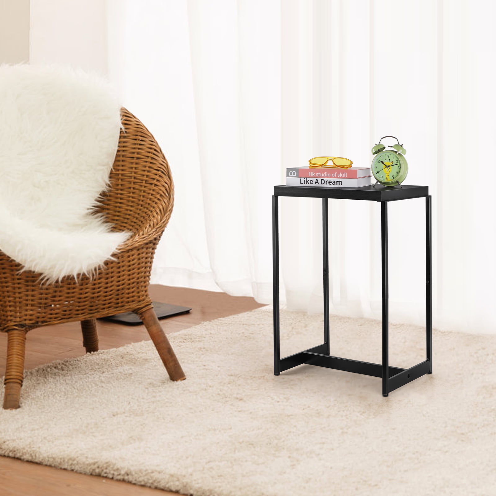 Oumilen Adult Modern Nightstand Narrow Side Table End Table, Black
