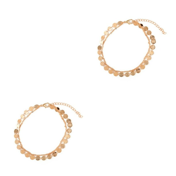 Tobillera Qarigey de moda en capas 2 piezas Oro