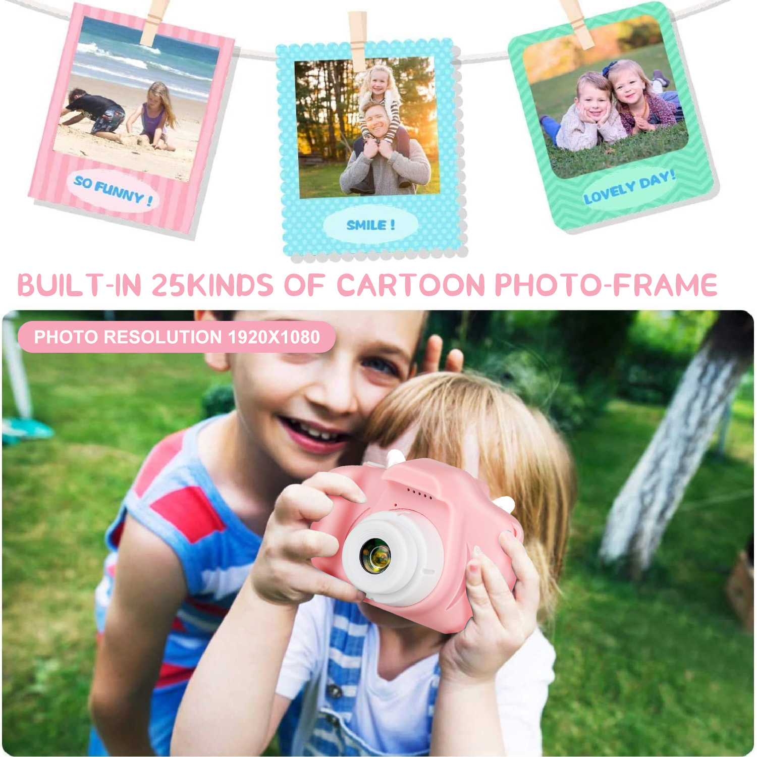 SANMADROLA Kids Camera 1080P Pink Age 3-9 photo 5