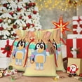 thumbnail image 6 of Masiiu Bluey Print Christmas Gift Bag, Burlap Drawstring Pouch with Kraft Paper Card for Holiday, Party, and Birthday Wrapping-Small, 6 of 9