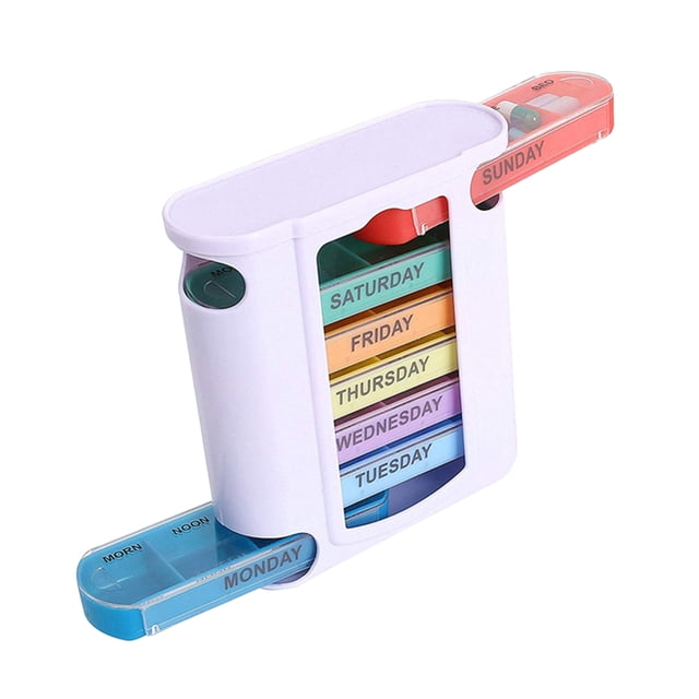 MasteelfCA 1Pc Plastic Weekly Pill Box Portable Drawer Type Pill Case 28-Grids Medicine Case
