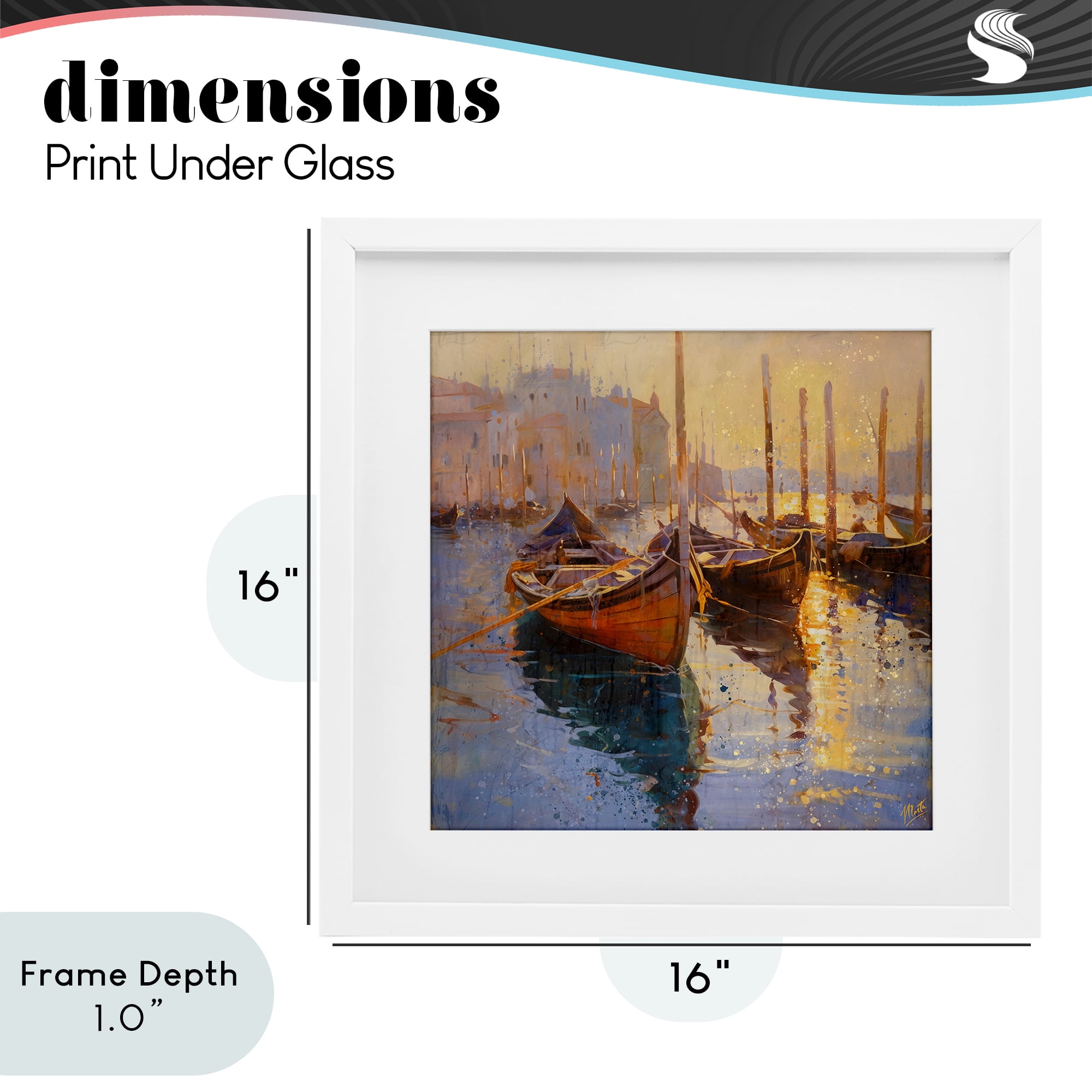 Stupell Industries Speckled Venice Boats White Framed Print Under Glass, design by Marta Wiley