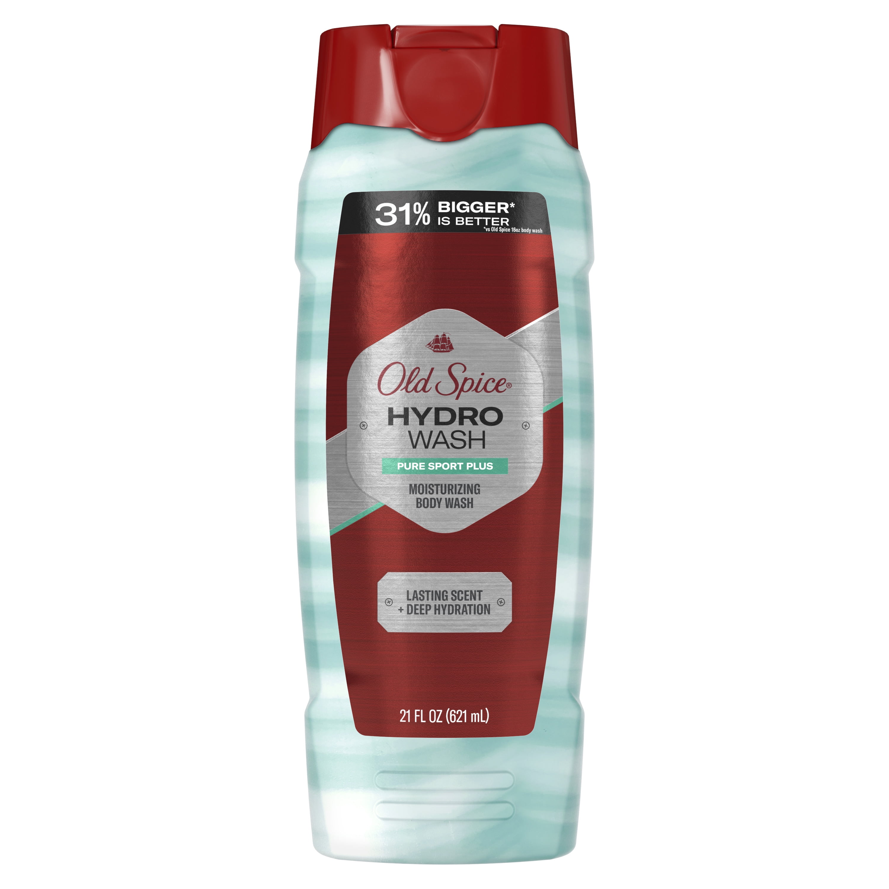 (2 pack) Old Spice Men's Body Wash Moisturizing Hydro Wash Pure Sport Plus, 21 oz