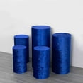 thumbnail image 4 of Efavormart Set of 5 Royal Blue Crushed Velvet Cylinder Plinth Display Box Stand Covers, Premium Pedestal Pillar Prop Covers, 4 of 5