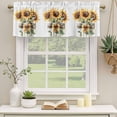 thumbnail image 2 of Summer Floral Curtain Valances for Windows, Kitchen Valance Window Treatments Panel 2 Pack, Vintage Spring Watercolor Sunflowers Bow Vase Rod Pocket Short Curtains for Bathroom Bedroom 42 x 12 Inch, 2 of 8