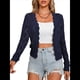 thumbnail image 2 of Chaqueta Cárdigan de Punto con Cuello en V y Larga para Mujer, Suéter Chal de Punto Sin Botones. Azul Marino XL, 2 of 8