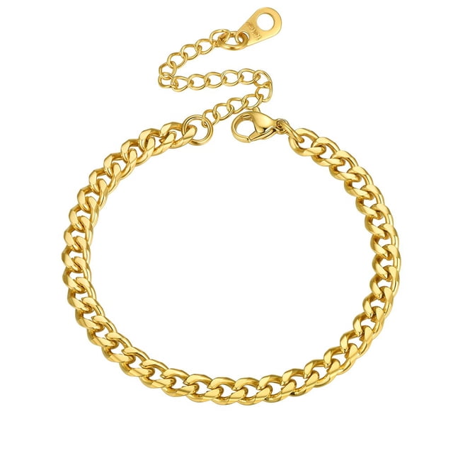 Pulsera de eslabones cubanos PROSTEEL de oro de 18 quilates 4.8 mm ajustable 16