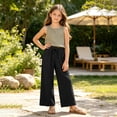 thumbnail image 2 of Girls Wide Leg Sweatpants Textured Cotton Joggers High Waist Loose Pockets Soft Casual Sport Pants Baggy Causal Open Bottom, 2 of 9