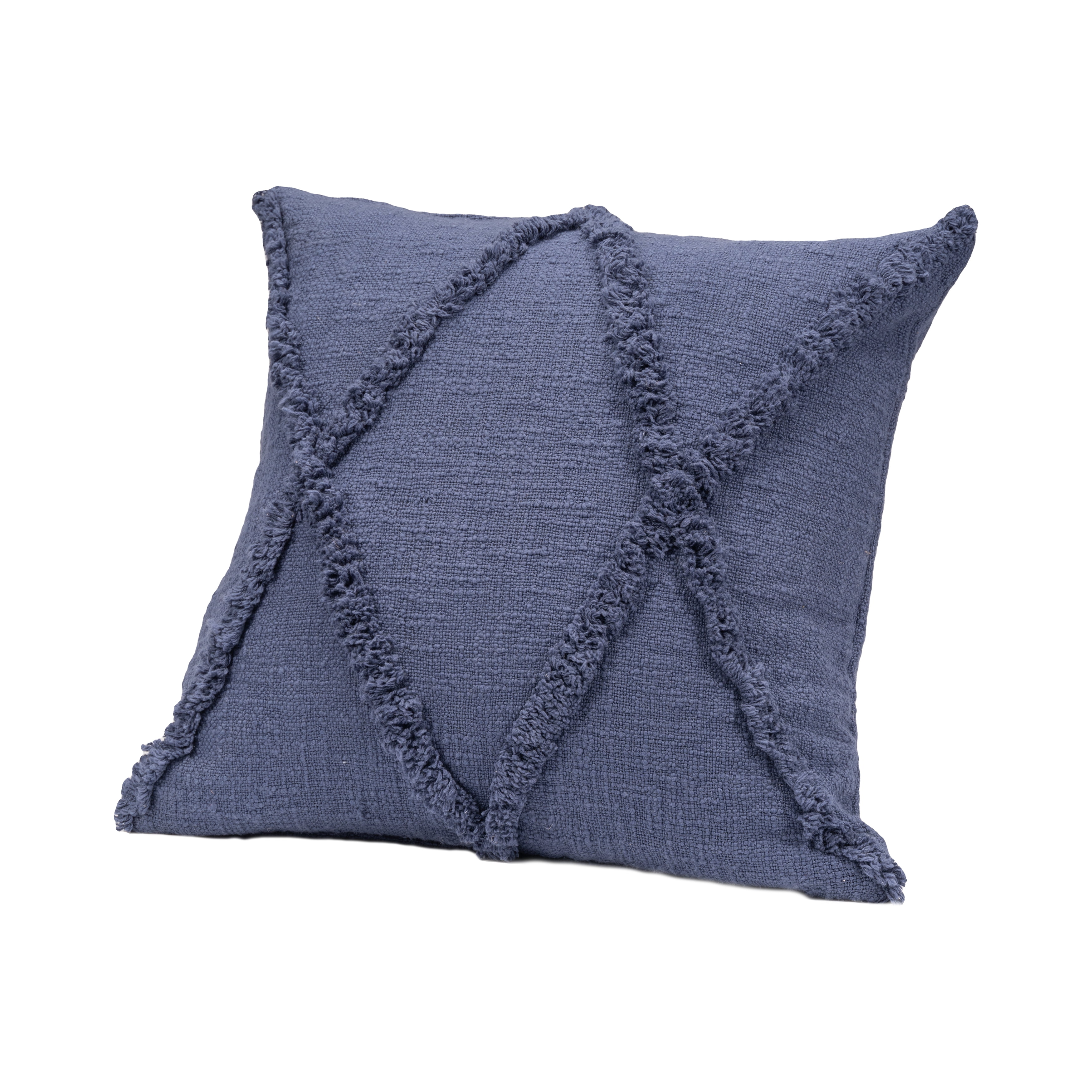 Ox Bay Sara Set of 4 Shag Diamond 18" x 18" Denim Cotton Adult Decorative Throw Pillow Covers