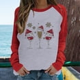 thumbnail image 2 of Chemise de Noël pour Femmes Printemps Patchwork Imprimé Manches Longues Col Rond Tee-Shirt Décontracté, 2 of 6