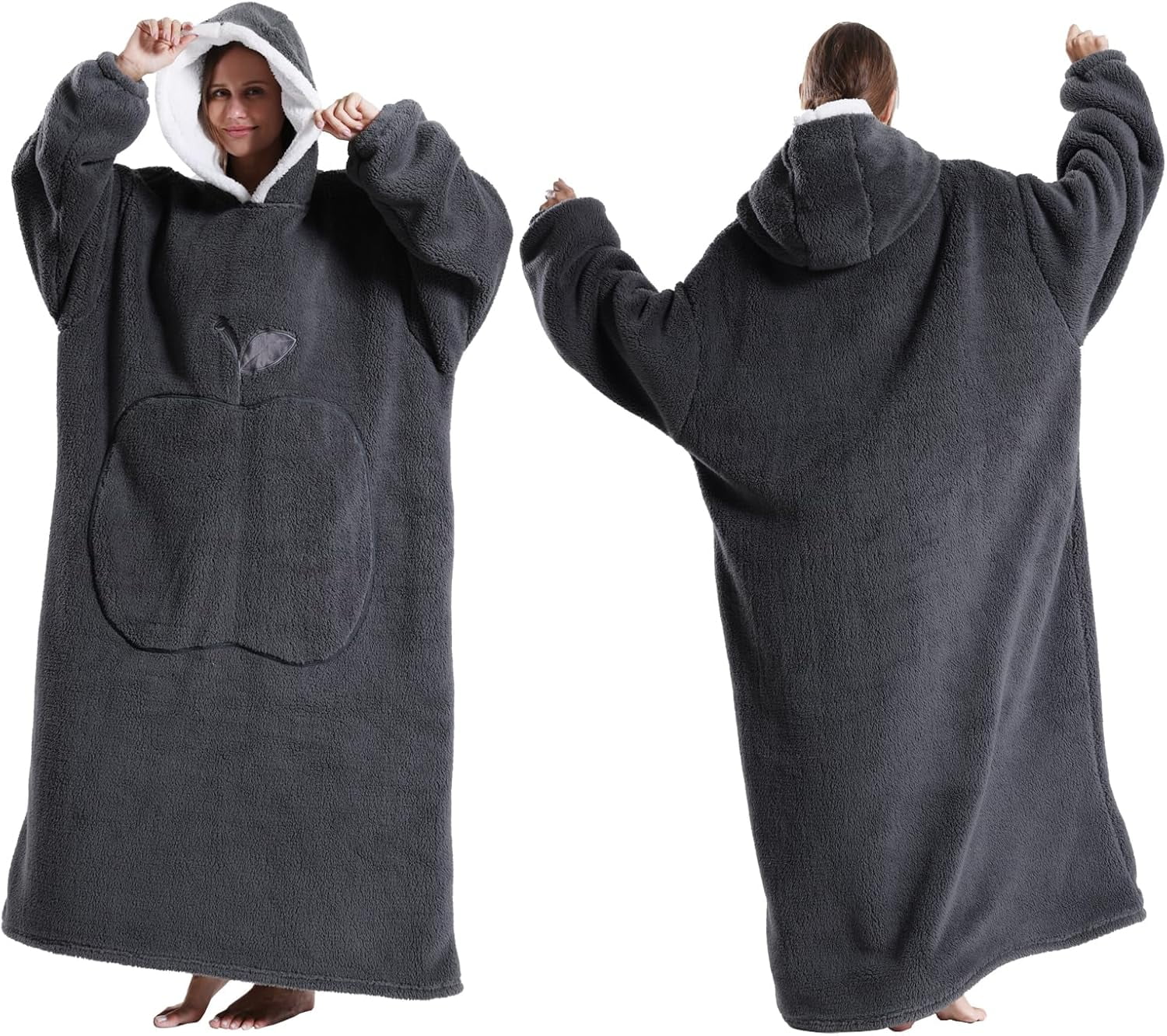 Joqmia Women's Oversized Wearable Blanket Hoodie - Fluffy Sherpa Plush Hooded Sweatshirt, Warm Cozy Lounge Wear for Home, Ideal Gift for Mom, Adults, Christmas