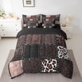 thumbnail image 2 of Homewish Leopard Print 7 Pieces Bedding Comforter Set for Teesn Female Men,Geometric Plaid Retro Full Bedding Set Lightweight,Retro Vintage Fitted Sheet Flat Sheet,Ultra Soft Home Decor,Reversible, 2 of 8