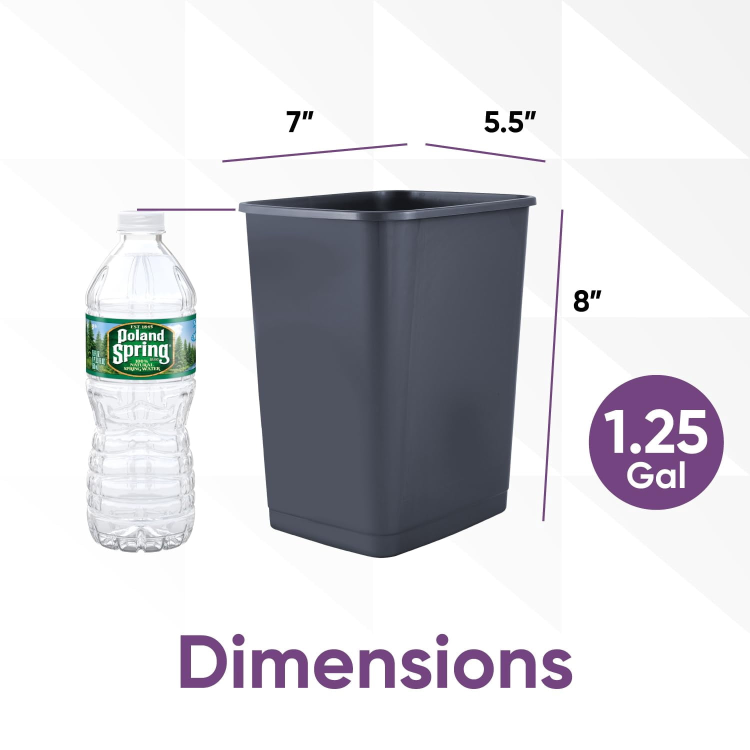 Superio Small 1.25 Gallon Plastic Trash Can, Waste Bin for Under Desk, Office, Bedroom, Bathroom- 5 Qt, (4, Dark Grey)