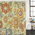 thumbnail image 2 of Gray Green Boho Floral Shower Curtain, Waterproof Shower Curtains for Bathroom, Vintage Abstract Art Ethnic Flowers Washable Fabric Bathtub Curtain Set Bath Decor with 12 Hooks Long 72"x84", 2 of 8