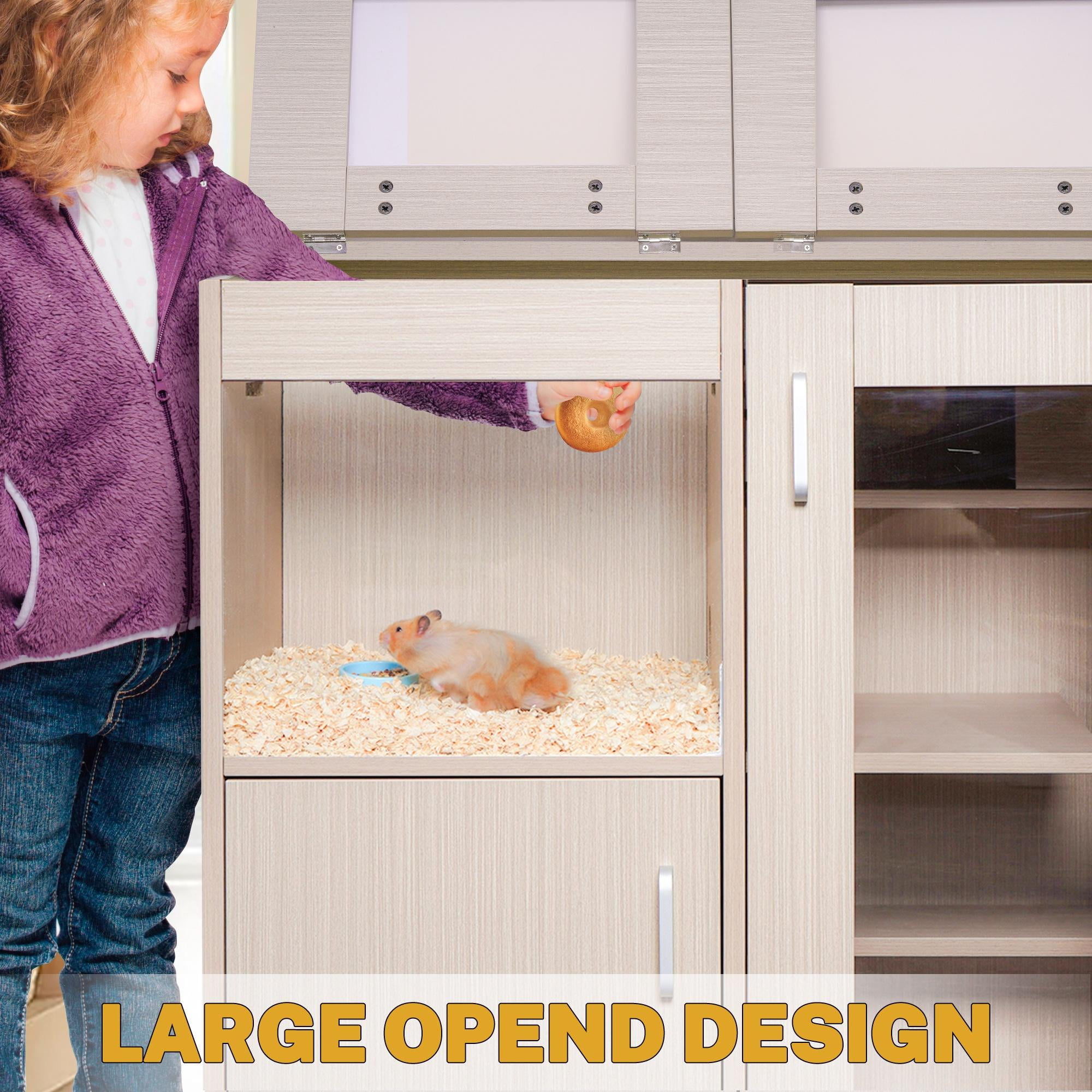 Segmart 34"H Large Wooden Hamster Cage Indoor / Outdoor, 4-Tier Small Animal House / Guinea Pig Cages w/ Storage Cabinet for Rat Gerbil Hamster Hedgehog