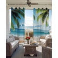 thumbnail image 6 of Beach Ocean Blackout Curtains for Bedroom Living Room Darkening Curtains 54 Inch Long Summer Blue Sky Botanical Tree Leaves Short Curtain for Small Window Treatment Insulated Grommet Drapes 42"x54"x2, 6 of 9