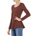 thumbnail image 5 of Unique Bargains Women's Long Sleeve Scoop Neck Peplum Top XS Caramel, 5 of 8