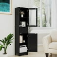 thumbnail image 4 of LOKO 67” Tall Bathroom Storage Cabinet with 2 Doors & 1 Drawer, Modern Floor Cabinet with Adjustable Shelves & Frosted Glass Door, Narrow Linen Tower Cabinet for Bathroom Living Room (Black), 4 of 18