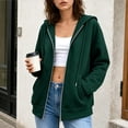thumbnail image 2 of Edvintorg Oversized Hoodies for Women Long Sleeve Loose Casual Sweatshirt Drawstring Zip up Hooded Top with Pocket Women’S Clothing Green M, 2 of 7
