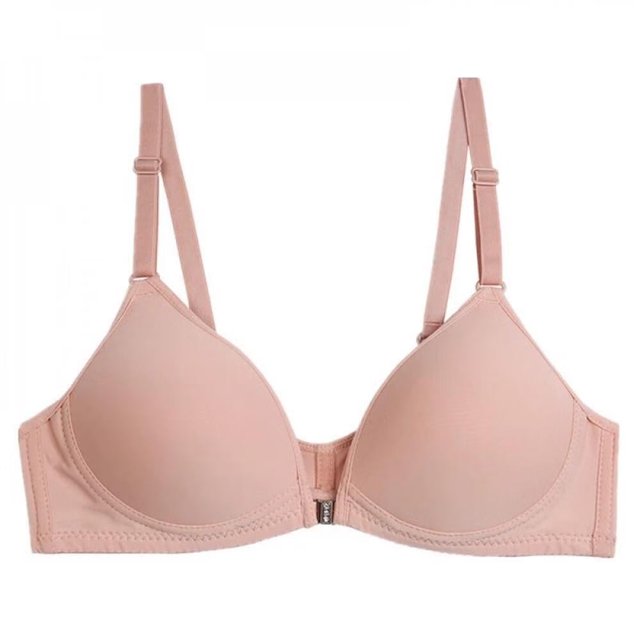 Women Wire Free Padded Solid Color Lingerie Underwear Front Closure Bra