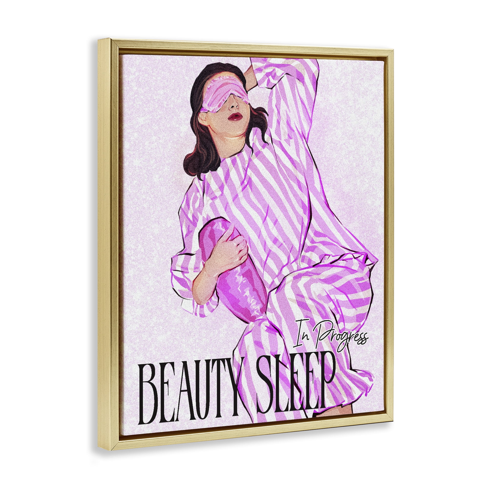 Stupell Industries Beauty Sleep In Progress Gold Framed Floater Canvas Wall Art, design by Ziwei Li