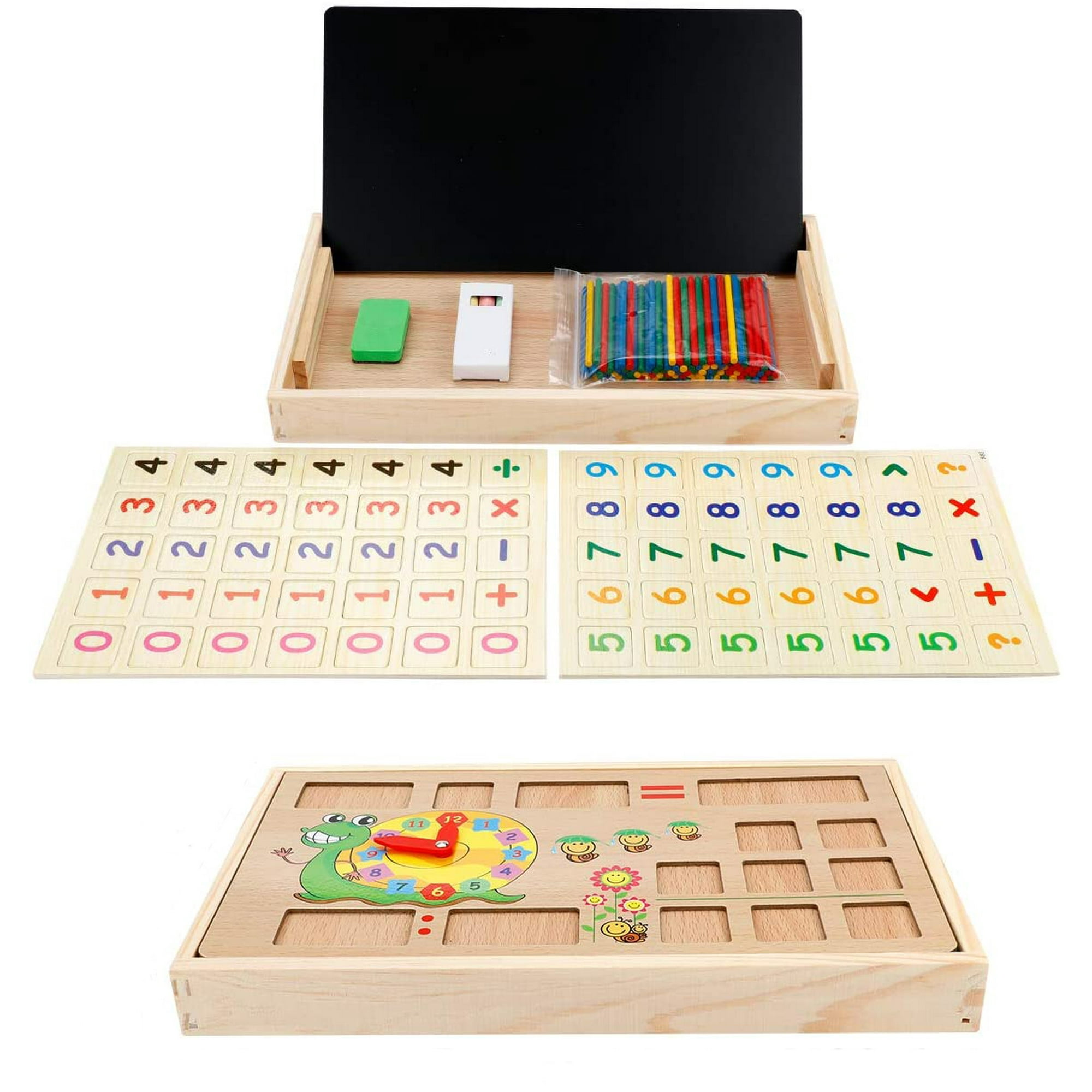 Rongmo Math Toy Wooden Learning Box Number Learning Game With Drawing Wooden Board Educational Toys For Children