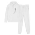 thumbnail image 2 of ibuvkizy Womens Sweatsuits 2 Piece Set,Outfits Men's and Women's Sports Tracksuits Long Sleeve Pullover Hoodies Sweatshirt Loose Coat and Sweatpants Fall Winter Suit White,M, 2 of 7