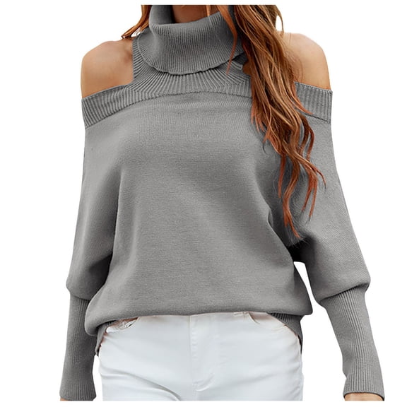 Aoochasliy Womens Sweaters Pullover Clearance Autumn and Winter Solid Color Turtleneck Pullover Design Tops Turtleneck