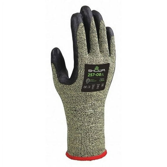 Showa Coated Gloves,Black/Yellow,S,PR 257
