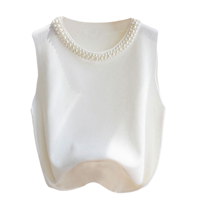 DXOUPM Camisole pour Femmes Tricotée Sans Manches Polyvalente Confortable Veste Chandail