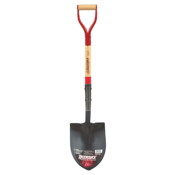 Pala redonda de acero con punta redonda de 41,5 cm con mango de madera
