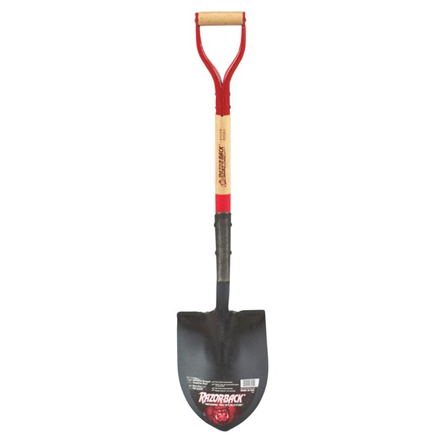 Pala redonda de acero con punta redonda de 41,5 cm con mango de madera
