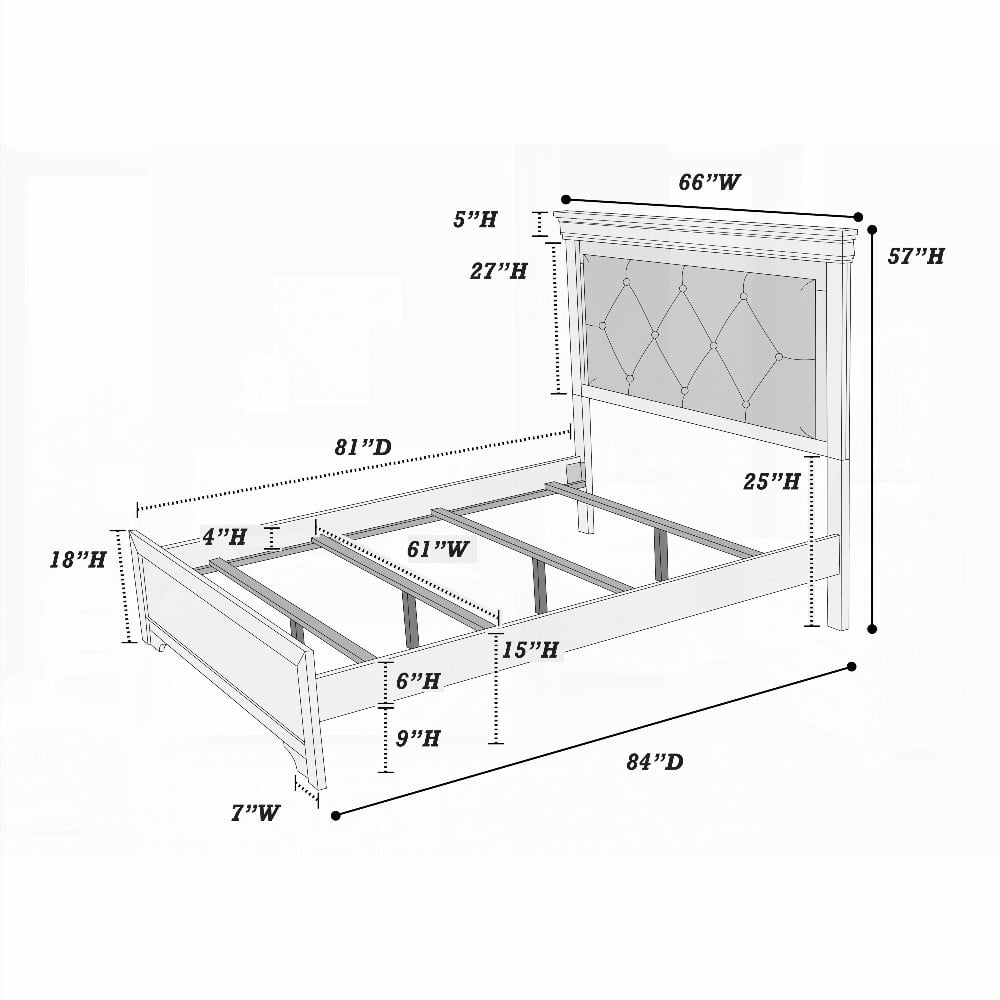 Gray and Dark Gray Faux Leather Tufted Queen Size Headboard for Bedroom