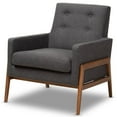thumbnail image 1 of Baxton Studio Perris Fauteuil Lounge Rembourré en Gris Foncé et Noyer, 1 of 9