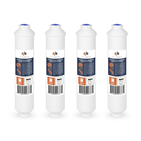 Aquaboon 4-Pack of Inline Post/Carbon Polishing Water Filter Catridge for Reverse Osmosis System Standard Size (Jaco fitting)