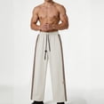 thumbnail image 2 of BVnarty Men's Solid Drapey Wide Leg Sweatpants Loose Fit Thin Lightweight Fabric Elastic Waist Long Trousers for Casual Street Daily Comfort Khaki XXXXL, 2 of 8