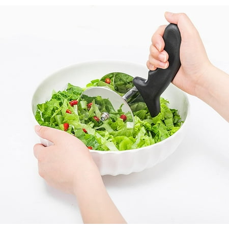 

Double-Wheel Salad Chopper Cutter Roller Double Blade Salad Cutter Slice-Stainless Steel Salad Cutter Chef-Level Sandwich Salad Shredder Pizza Cutter