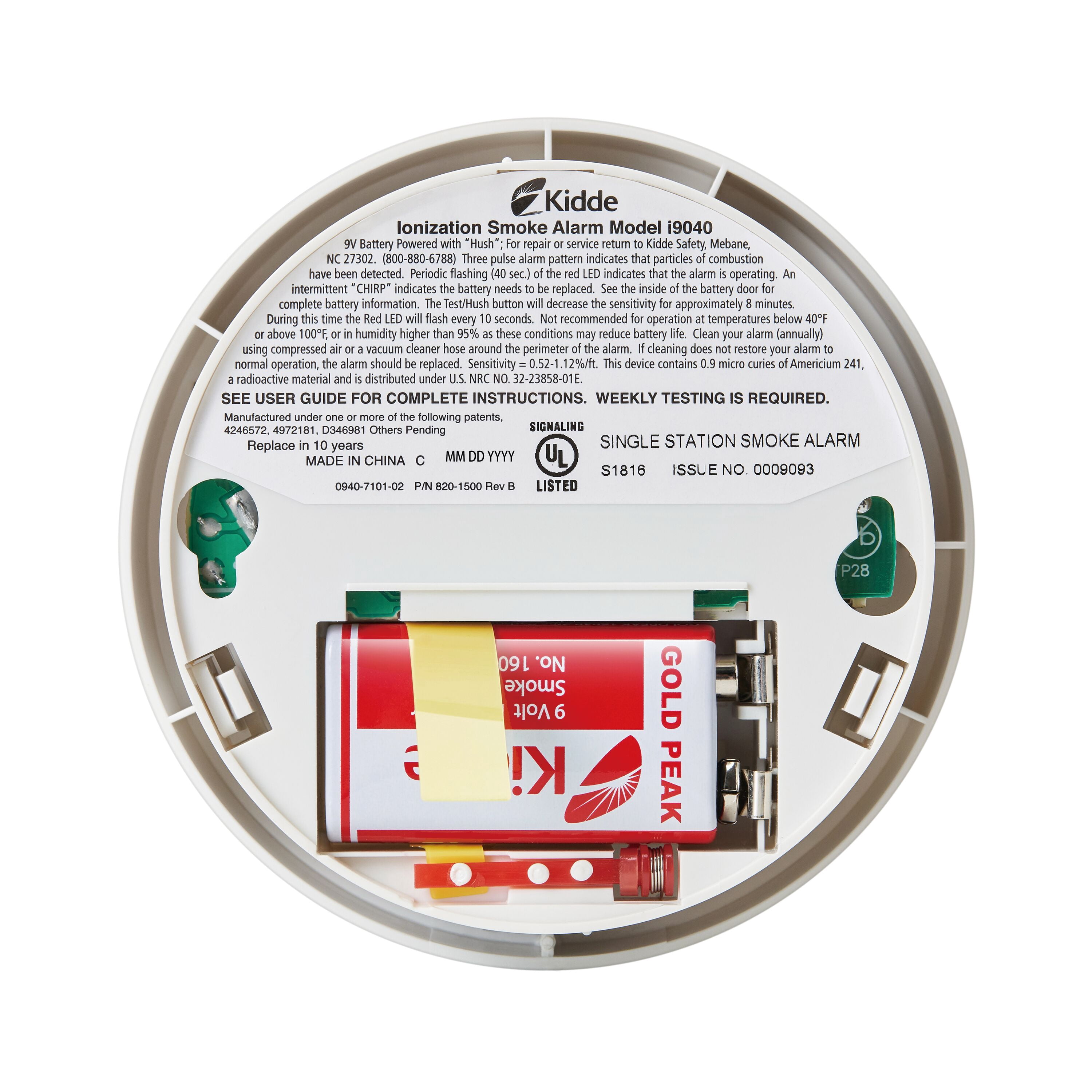 (2 pack) Kidde Fire Sentry Micro Profile 3 Year Smoke Alarm, 9 Volt Battery
