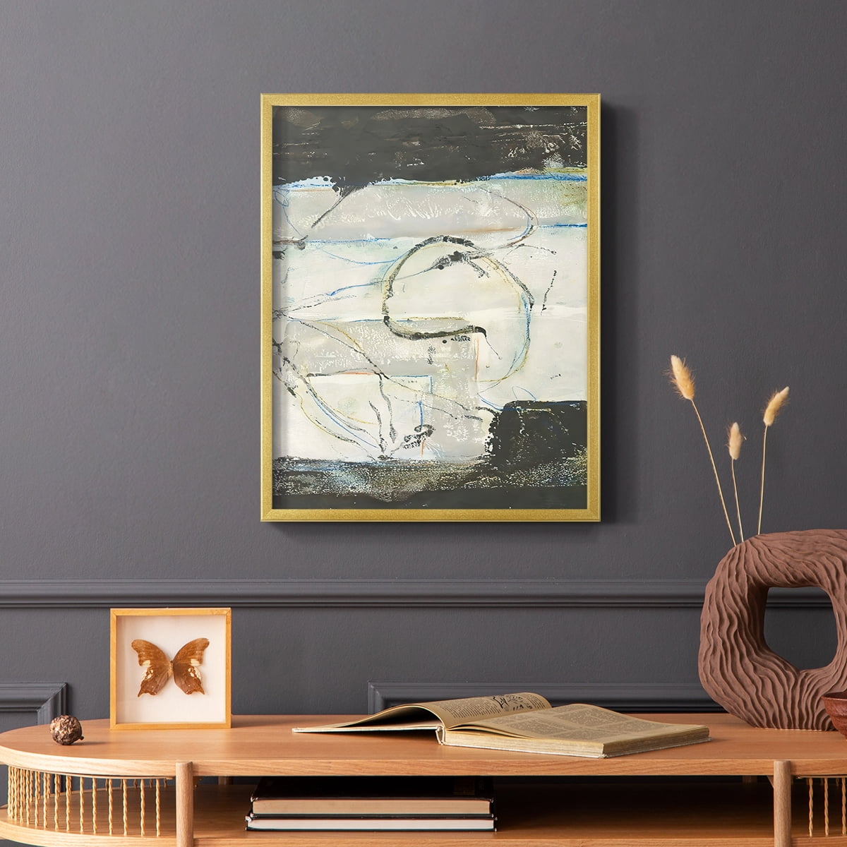Continuing Energy I Framed Print in Gold Solid Wood Framed Print No Nail Hanging