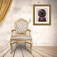 thumbnail image 3 of Fab Funky 15x18 Gold Ornate Wood Framed with Double Matting Museum Art Print Titled - Cockerpoo, Black, with Glasses and Scarf, 3 of 4