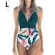 thumbnail image 4 of Greeniant Traje de baño de mujer sin mangas espalda abierta acolchado mono estampado moda poliéster atado traje de baño azul + flor roja L Type2 NO2 Greeniant OD021064-23, 4 of 5