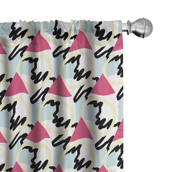 Ambesonne Geometric Curtains, Shapes Scribble Lines, Pair of 28"x95", Multicolor