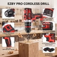 thumbnail image 2 of EZBY 21V Cordless Drill Tool Set, 96-Piece Home Repair DIY Kit with 2×2000mAh Batteries, 2-Speed, 45Nm Torque, 3/8" Keyless Chuck, Portable Storage Toolbox,Red, 2 of 12