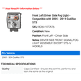 thumbnail image 2 of Front Left Driver Side Fog Light - Compatible with 2005 - 2011 Cadillac STS 2006 2007 2008 2009 2010, 2 of 2