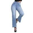 thumbnail image 1 of Jeans Mujer Corte Recto Tiro Alto Stretch Azul Bajo, 1 of 7